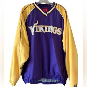 Minnesota Vikings NFL Pullover Lined Windbreaker Jacket, Purple & Gold, Size L